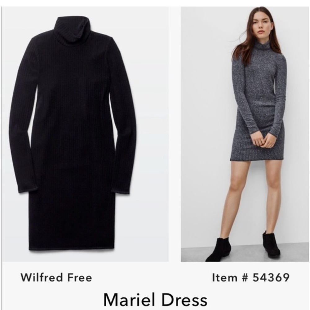 Aritzia Black Mariel Dress Long Sleeve Mock Neck